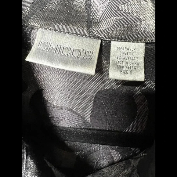 Chicos Jacket Silk Shacket Jacket Sz 0 Gray Pewter Shimmer Textured Button Down - Picture 9 of 9
